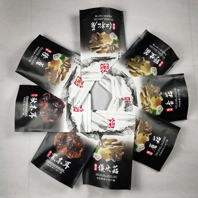 500g秋木耳黑木耳蘑菇野生秋木耳 牛皮纸自封自立开窗包装袋现货