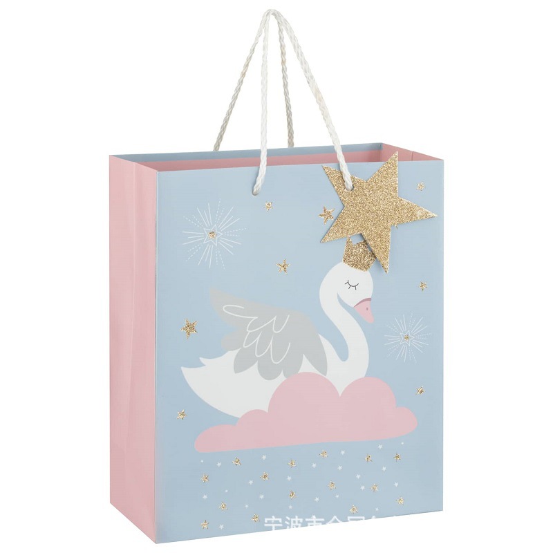 可爱ins简约卡通手拎袋纸袋手提购物袋包装袋礼品礼物袋 纸收纳袋