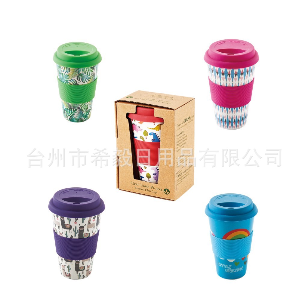 400ml de fibra de bambú taza de dibujos animados pareja taza de leche taza de café taza de té taza de agua simple y elegante