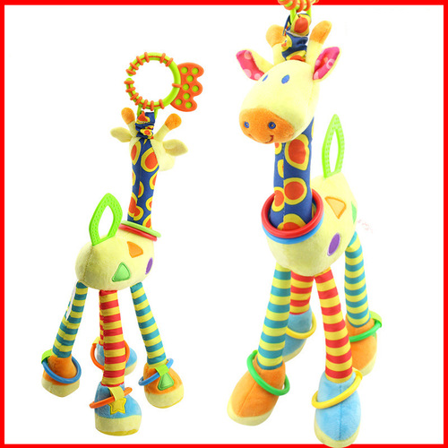 HappyMonkey stroller pendant toy 0-1 year old baby giraffe bed bell plush educational soothing toy