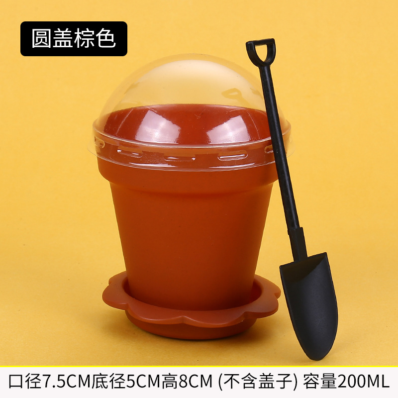 Desechables maceta pastel maceta helado taza DIY pastel taza conjunto con tapa y pala taza de yogur