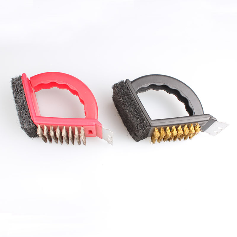 Cepillo de barbacoa de acero inoxidable directo de fábrica cepillo de limpieza barbacoa parrilla cepillo de alambre de cobre cepillo de mango PP