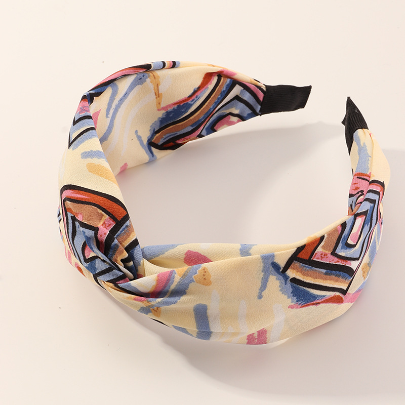 Europäisches Und Amerikanisches Neues Stirnband, Künstlerischer Farbkontrast Druck, Gefärbter Stirnband Stoff, Geknotetes Haarschmuck, Nischen Design, Street Shot-kopfschmuck display picture 4