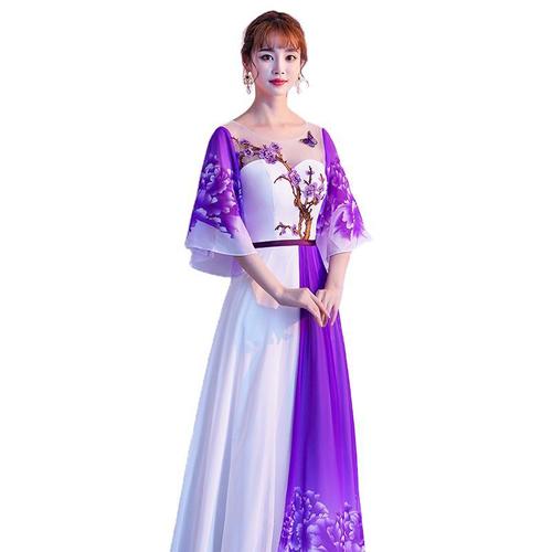 Evening Dresses cocktail party banquet dress vestido de banquete de cóctel Chorus dress women&apos;s long dress state banquet president blue and white porcelain evening dress show