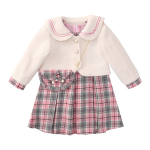 2020秋季新款女童中大童韩版格子呢子两件套韩版儿童裙+外套套装