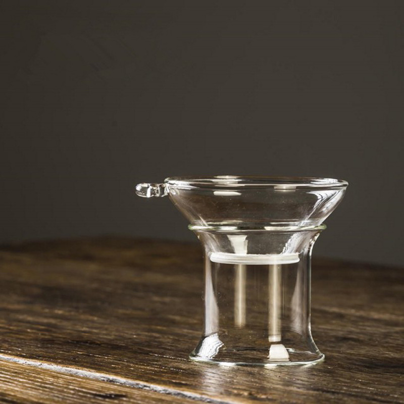 Fábrica al por mayor borosilicato resistente al calor transparente juego de té colador de té cero juego de té Filtro de té colador de té de vidrio