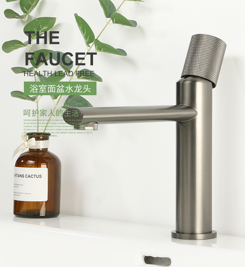 Cross-border e-commerce exclusive supply of gun gray bathroom washbasins, washbasins, copper hot and cold water faucets Item Picture