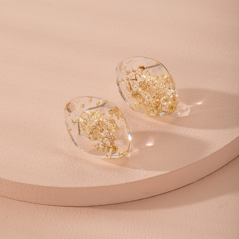 New Creative Resin Gold Leaf Earrings Ladies Korean Earrings Wholesale Nihaojewelry display picture 2