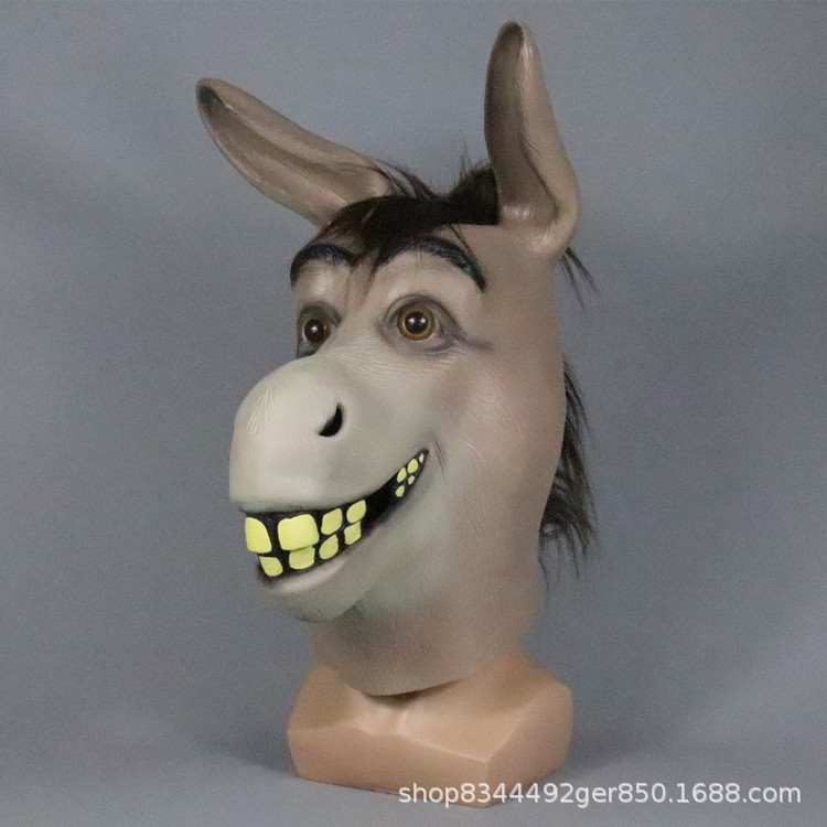 Divertido animal burro cabeza cubierta Shrek pobre boca burro de Europa y América accesorios de baile de Halloween fiesta vestir en vivo rendimiento