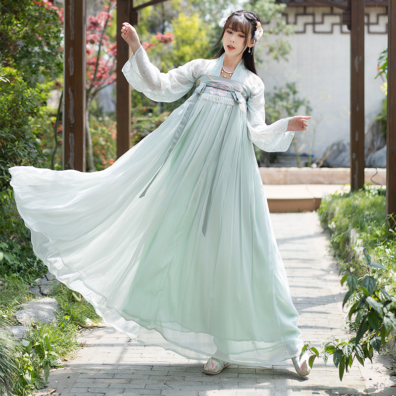 日常装汉服女装原创设计日常小清新齐胸襦裙两件套中国风4.5米摆