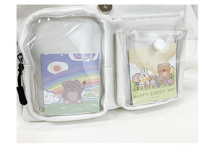 Japanische Ins College-stil Niedliche Cartoon Transparente Leinen Tasche Koreanische Chic-studenten All-match-klassen Tasche Umhang Tasche display picture 18