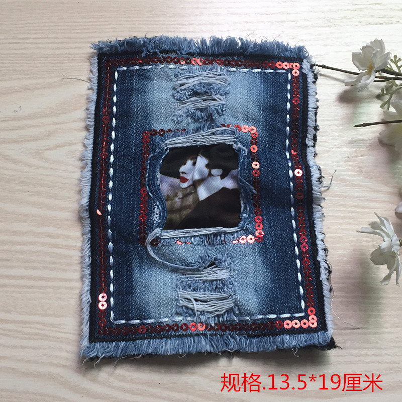 Denim pegatinas ropa de dibujos animados parche agujero parche de gran tamaño Denim pantalones rodilla codo pegatinas moda apliques Denim