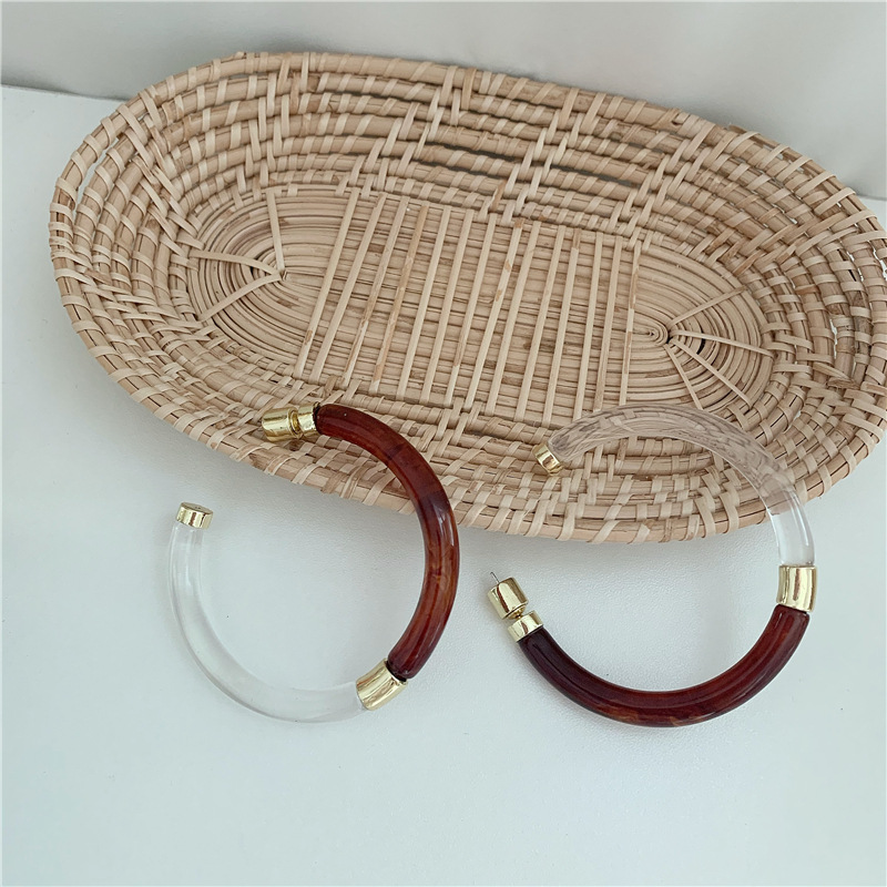 Fashionable New Large Circle Transparent Color Brown Double Color Matching Wild Earring For Women display picture 6