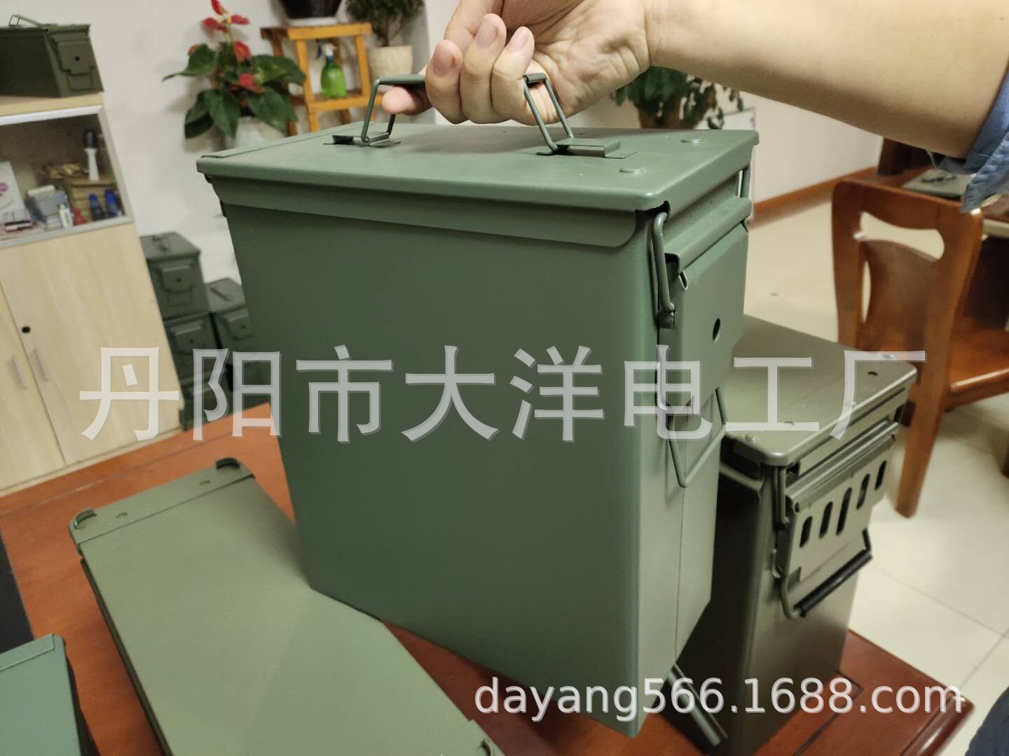 外贸子弹盒金属工具铁箱军绿防水火密封中号加高加大款PA60