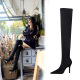 9822-1 European and American style high-heeled wine glass and pointed sexy nightclub show thin boots elastic Lycra Knee Boots