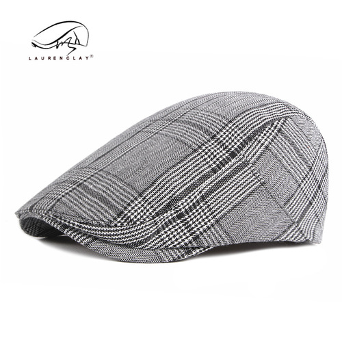Spring, summer and autumn men's berets Korean style fashion plaid peaked hats women's British fashion literary progressive hat trend