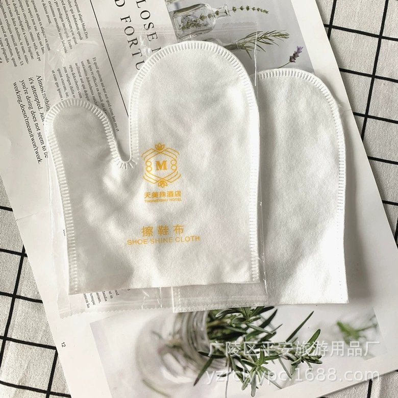 Одноразовые принадлежности для отеля, ткань для полировки обуви, ткань спанlace ручной формы, ткань для полировки обуви, можно напечатать с логотипом, прямые продажи с фабрики