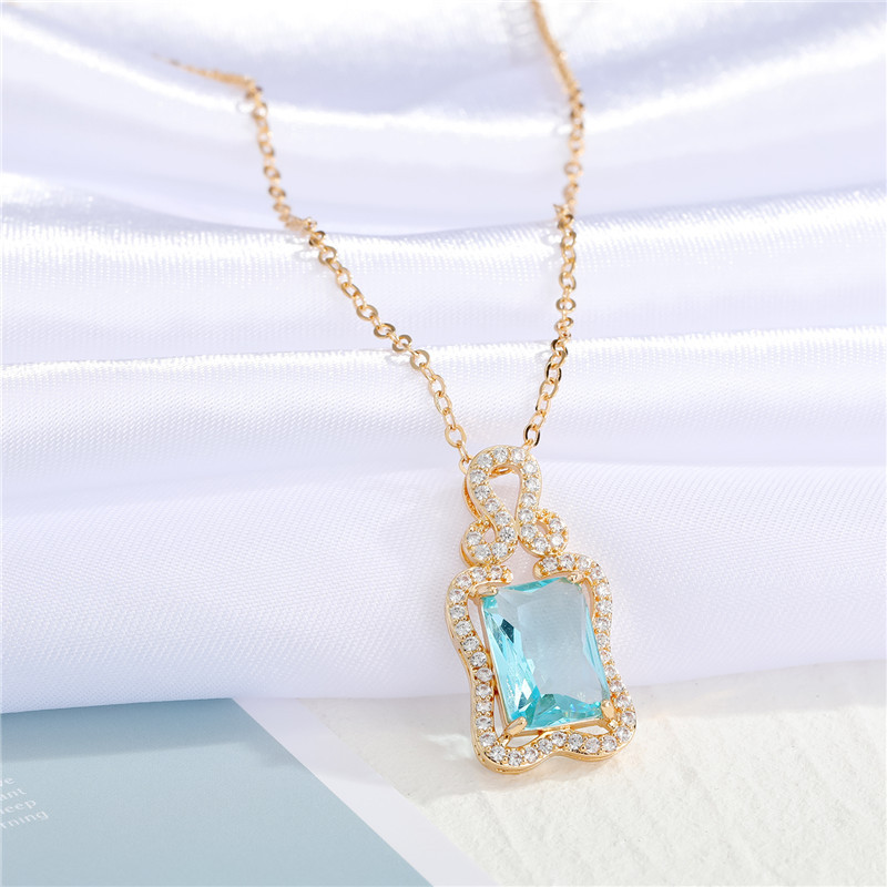 new rainbow color diamond imitation gem pendant necklace