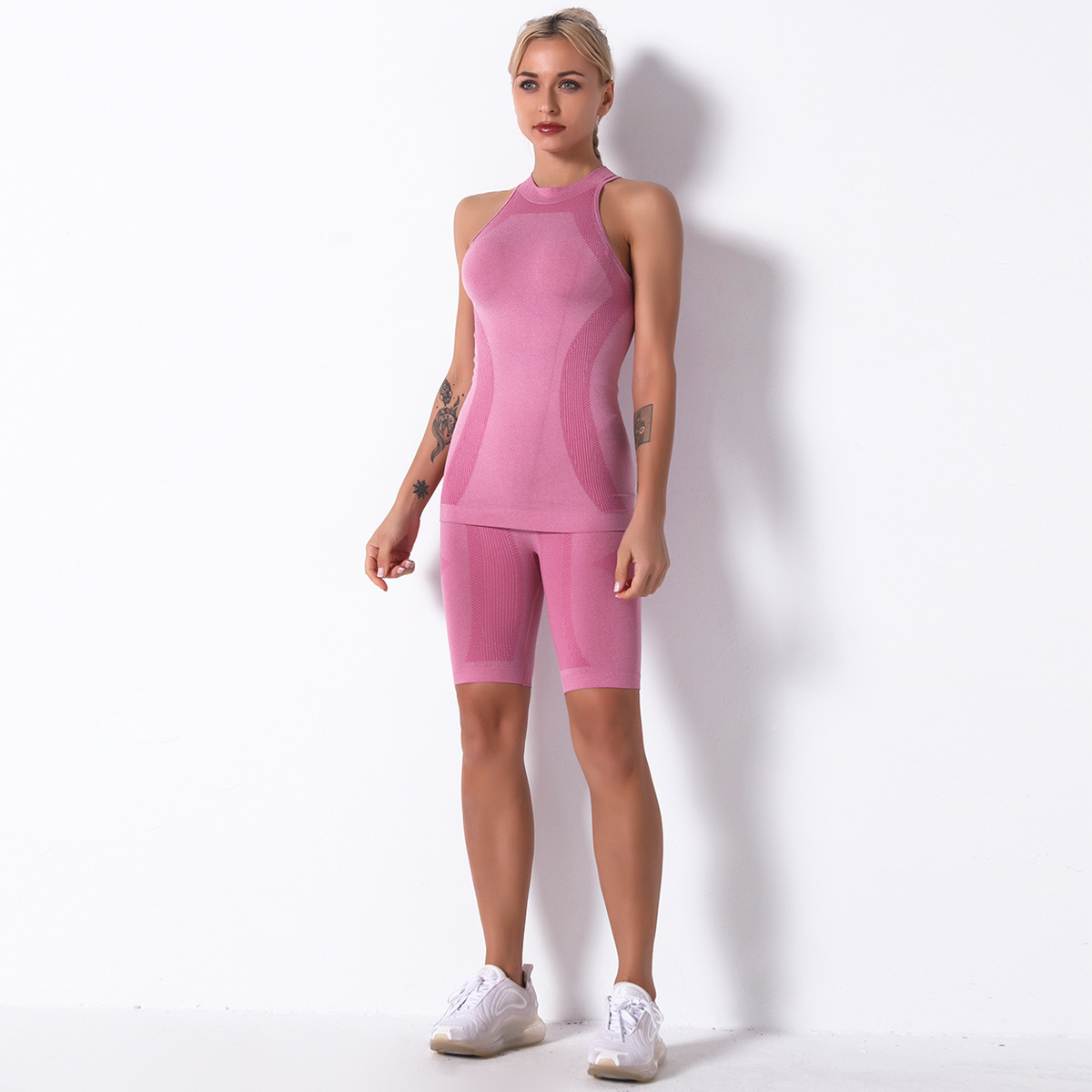seamless knitted moisture wicking vest shorts suit NSNS11063