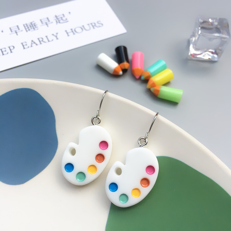 Creative Hand-made Funny Mini Palette Resin Earrings display picture 4