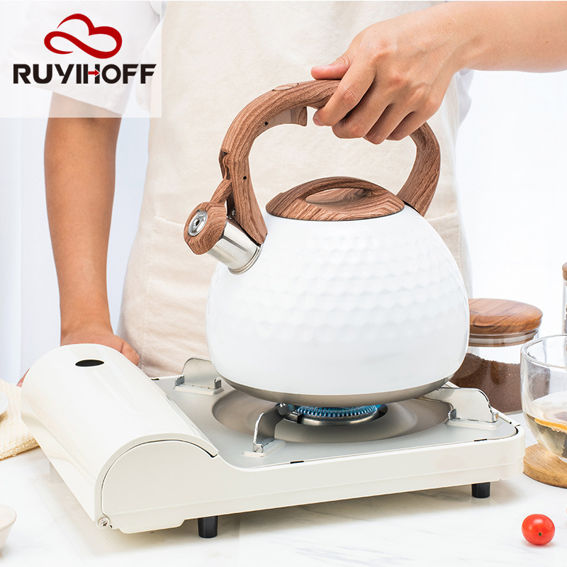 Blanco cóncavo silbato hervidor 2.8L Amazon transfronterizo venta al por mayor Hotel cocina silbato hervidor de gas Universal