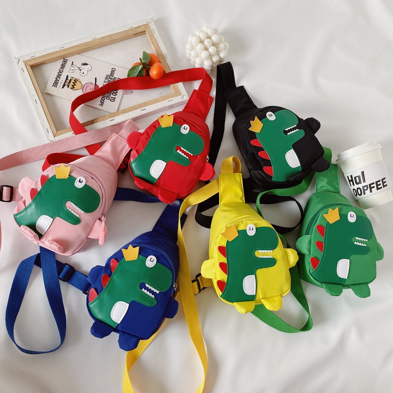 韩版儿童小腰包恐龙斜挎包男童女童潮包可爱背包时尚胸包宝宝包包|ms