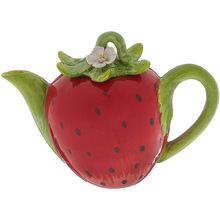 热销仿真草莓陶瓷茶壶 出口水果蔬菜外观陶瓷水壶工艺品摆件