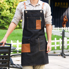 Apron for restaurant, denim for men and women, printed with logo, kitchen cooking baking workwear, milk tea shop, hairdresser, nail artist