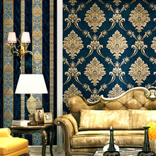 3d立体欧式壁纸奢华高档卧室房间温馨客厅竖条纹大气电视背景墙纸