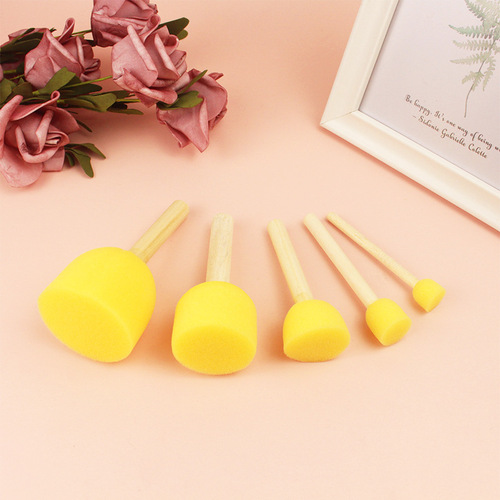 Kindergarten graffiti wooden handle sponge painting brush children's seal various specifications painting tools finger seal painting brush