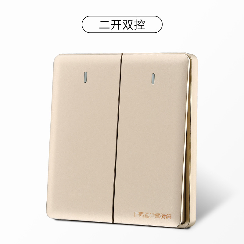 Panel de interruptores Bellson Osaka dorado tipo 86, interruptor de arco, enchufe de cinco orificios, placa de plástico ignífuga, fabricante, venta al por mayor