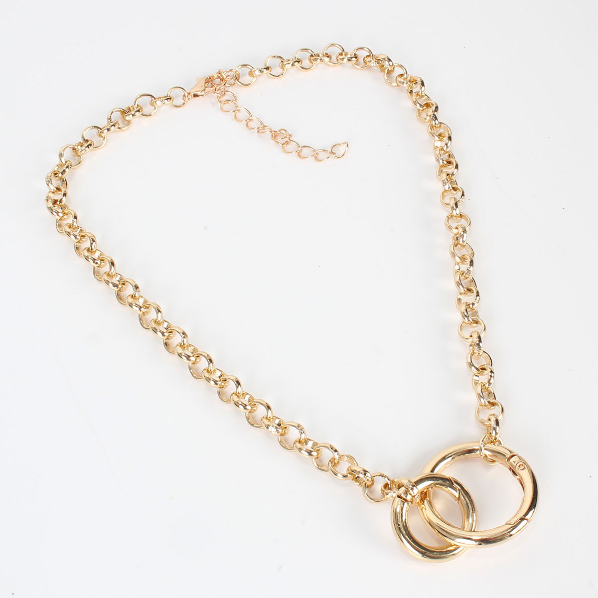 New Fashion Double Ring Pendant Pure Alloy Series Necklace Wholesale display picture 2