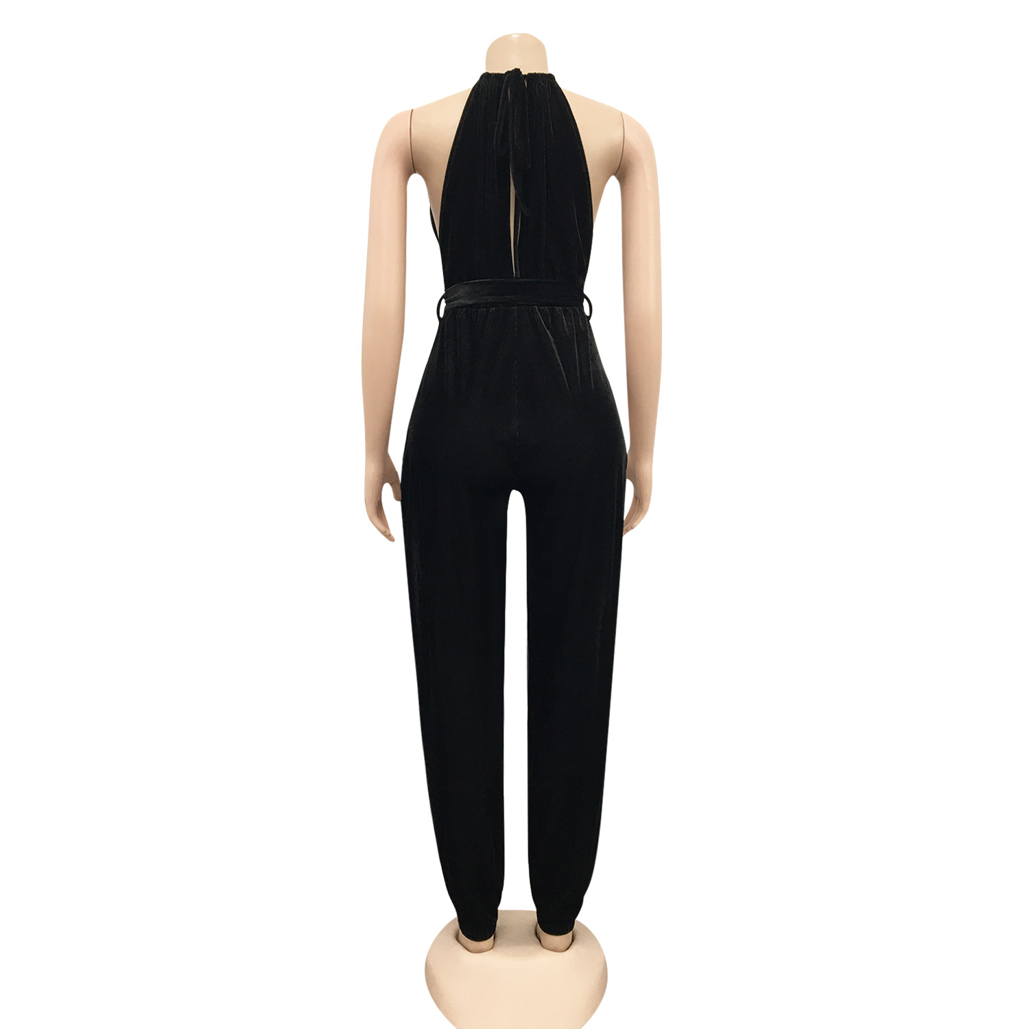 Sexy Lace Up Stretch Split Women Jumpsuit