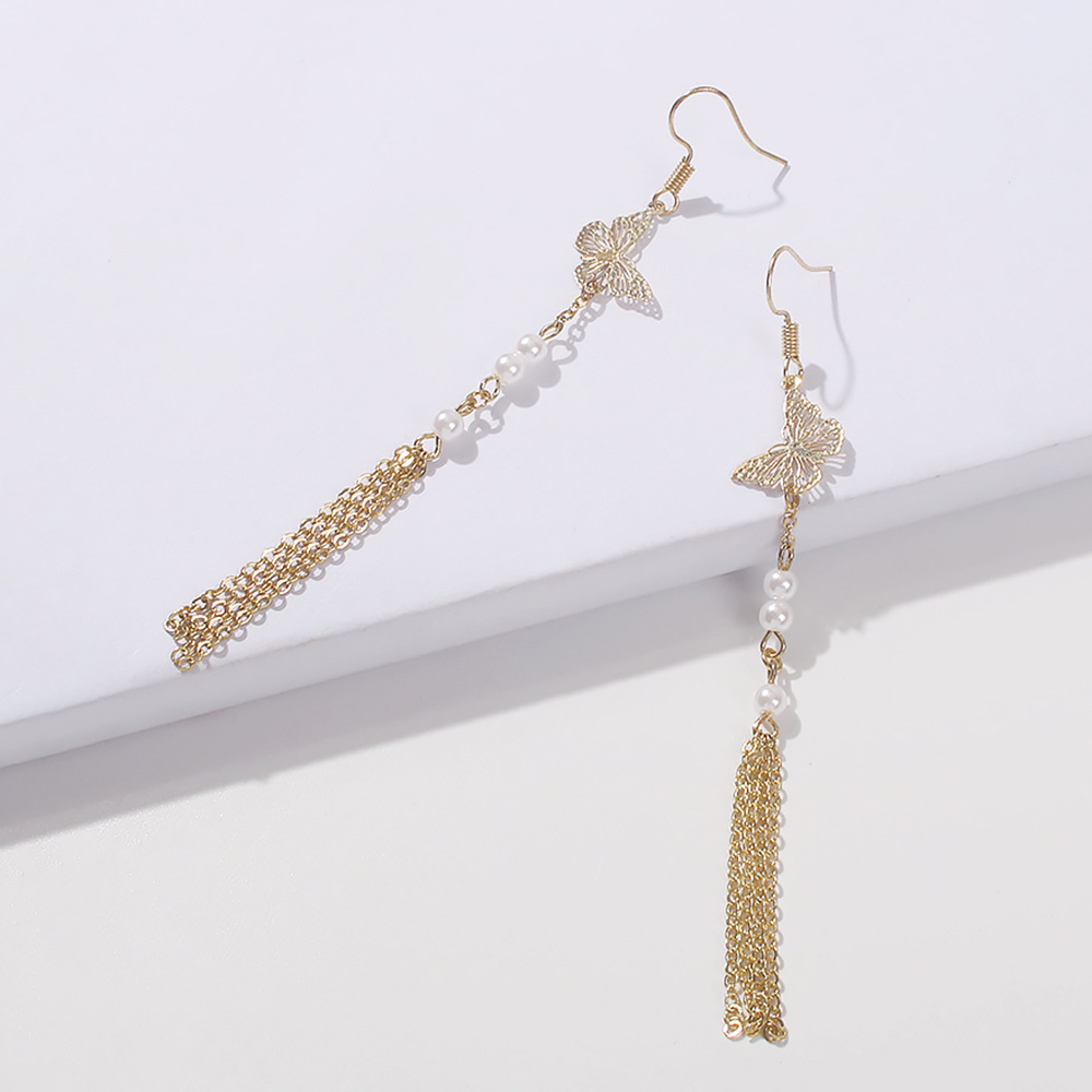 Boucles D&#39;oreilles Longues Perles Papillon display picture 7