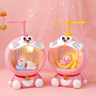 北欧轻奢机器猫摆件房间布置创意摆设夜灯存钱罐收纳桌面装饰品