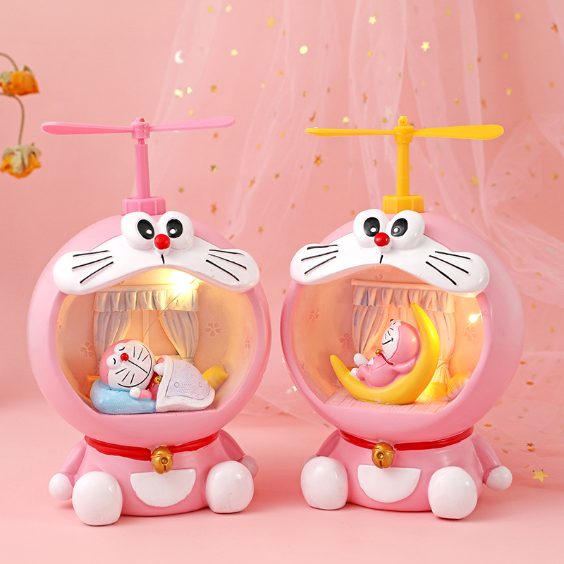 北欧轻奢机器猫摆件房间布置创意摆设夜灯存钱罐收纳桌面装饰品