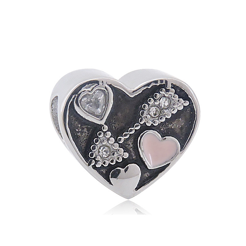 Heart Shape Pattern Epoxy, Inlay Design Casual Heart Shape Stainless Steel Epoxy Inlay Zircon Jewelry Accessories