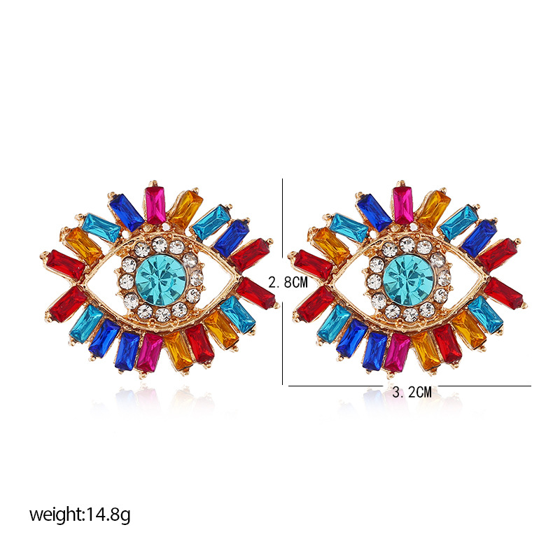 16g Weight Artificial Gemstones Inlay Material Earrings Classification Fashion Eye Diamond Alloy Artificial Gemstones Earrings