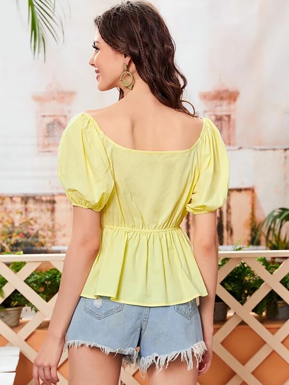 summer new shirt waist clavicle shoulder jacket pullover sweet shirt  NSDF391