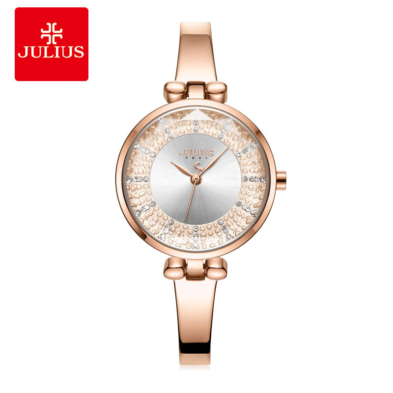 JULIUS Polyshi Quartz Movement Waterproof Pebble Sun Pattern Fashion Chain Band Watch Women's JA-1228