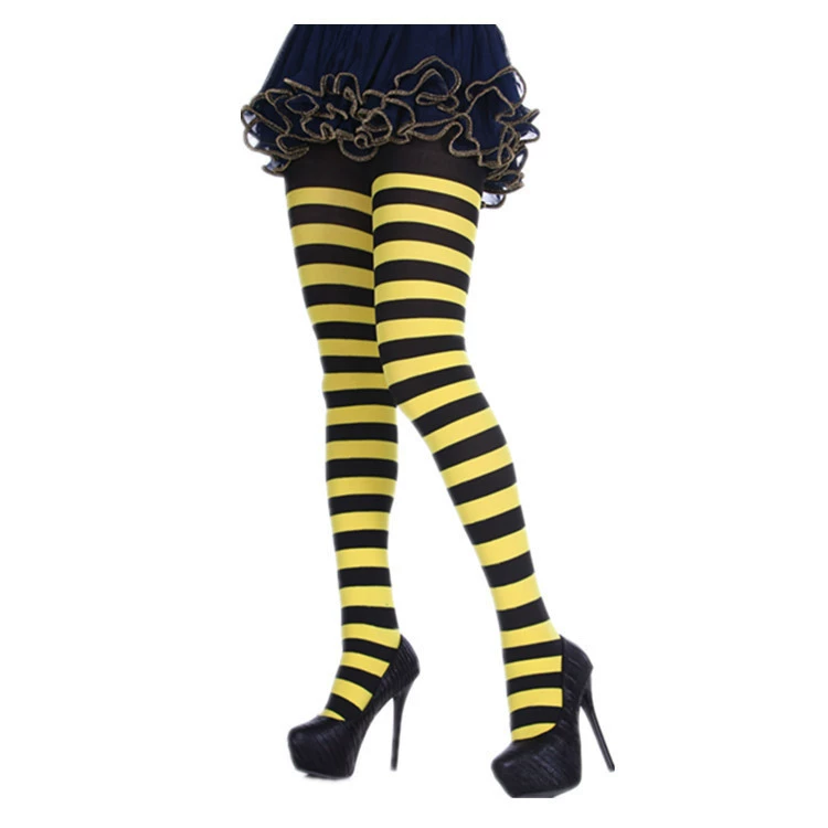 Striped Tights for Halloween Cosplay, Multicolor Stripe Pattern, Size 110×10