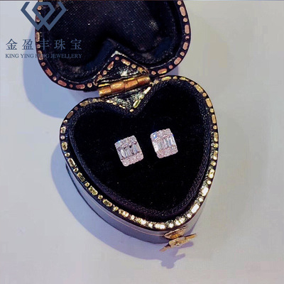 網紅同款小冰糖鑽石耳釘戒指套裝 2020新款18K白金鑽石耳釘耳飾女