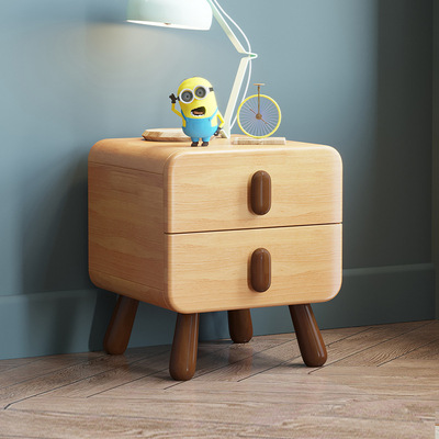 儿童房实木北欧床头柜子小型迷你床边柜家用储物柜一对置物柜简易|ru