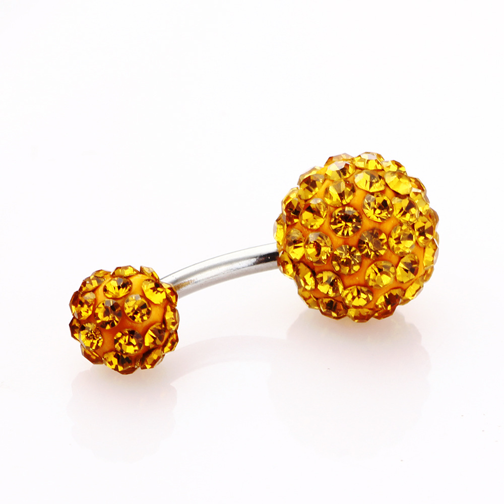 European-American Diamond Navel Nail Crystal Ball Belly Ring 5-8mm Stainless Steel Body Jewelry detail image 10