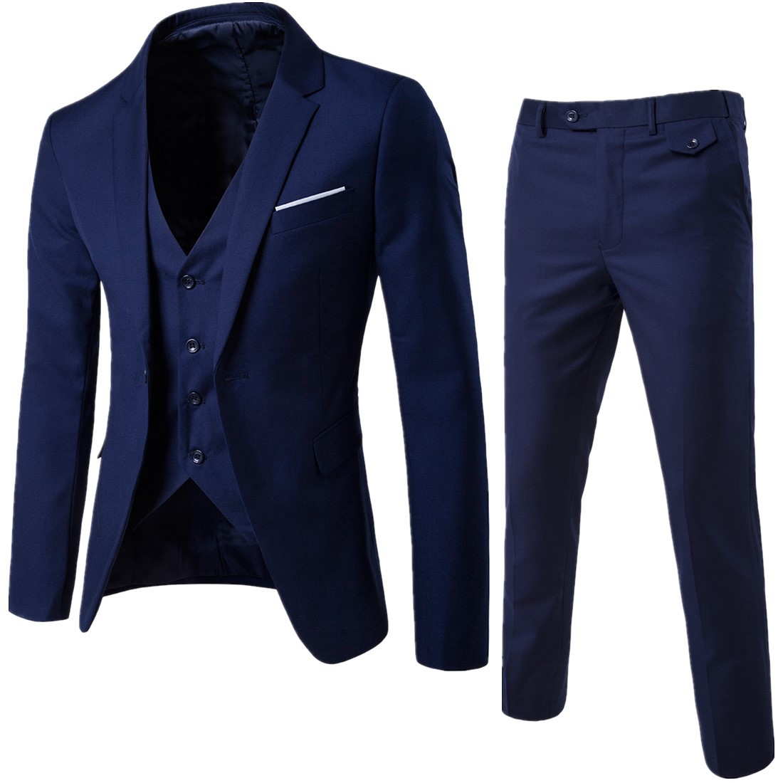 2020 spring new men's business solid color suit white collar best man work suit three piece men's wholesale