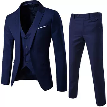 Business men's formal fit trousers suit business suit three piece bridegroom best man wedding dress trend - ShopShipShake