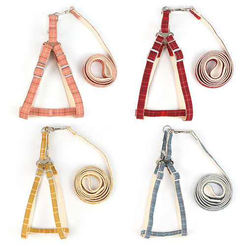 Factory direct sales, new pet leash, small and medium-sized dog plaid chest and back, universal for cats and dogs, wholesale