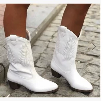 Amazon AliExpress wish2021 Сапоги больших размеров для европейской и американской внешней торговли, зимние однотонные рыцарские сапоги на среднем каблуке, женские