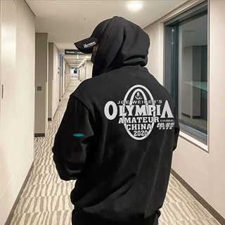 2025奥赛卫衣男运动健美套头连帽衫宽松潮流外套服装上衣健身加绒