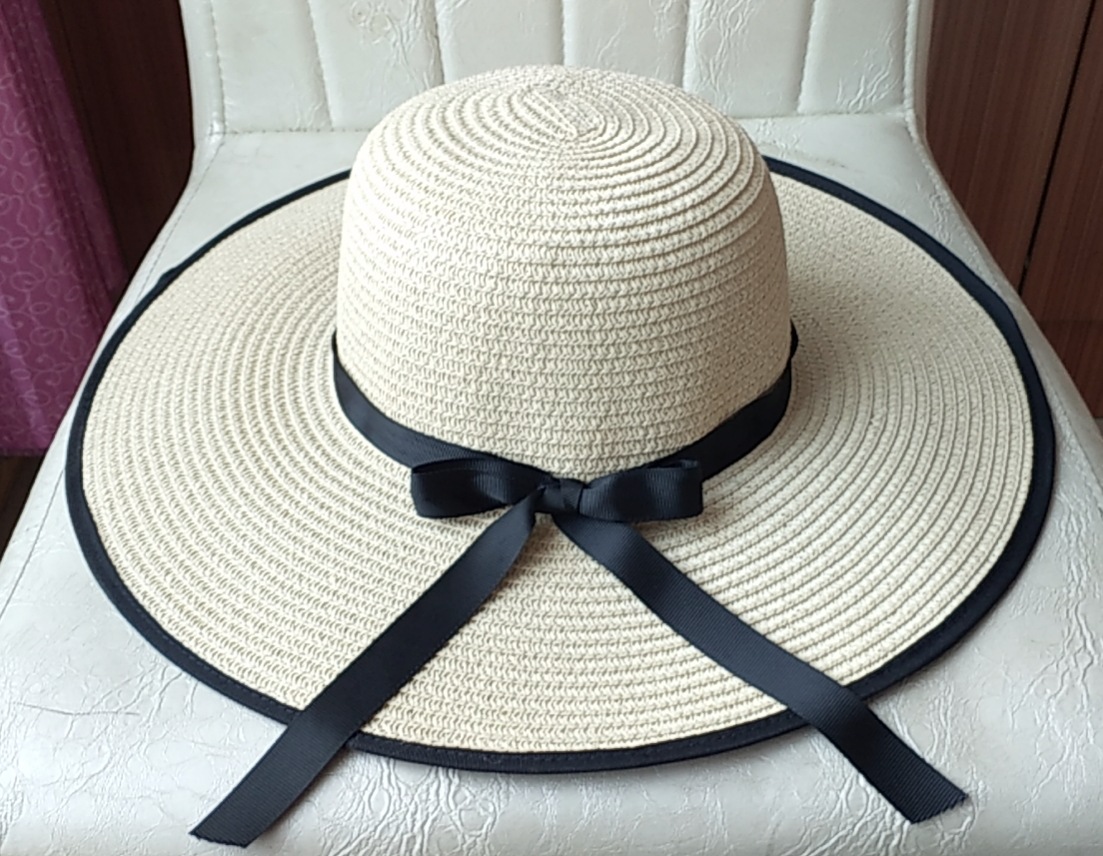 40cm sombrero de paja sombrero de playa de verano para mujeres con檐 plano de protección solar versátil sombrero de sol de playa
